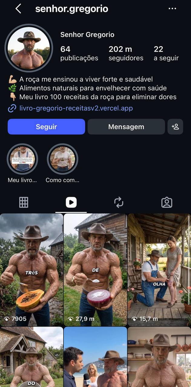Perfil no Instagram com milhões de visualizações, feito com vídeos de inteligência artificial
